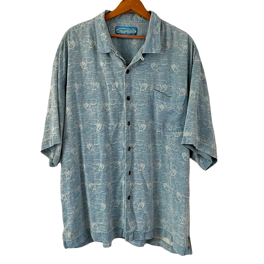 Bermuda Bay Silk Swordfish Button Down Shirt Size XXL